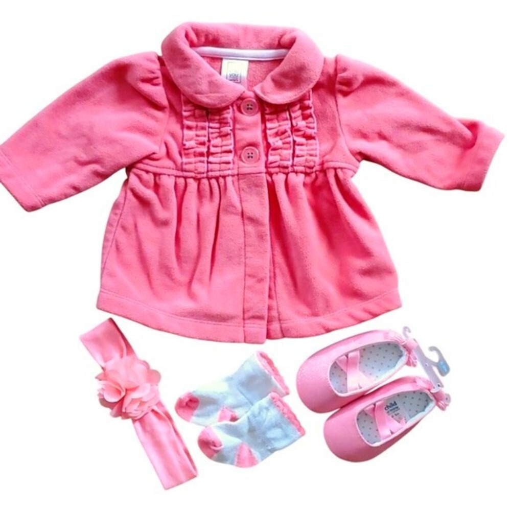 Carter's Girls Coral Matching Set with Coat, Headband, Socks,‎ Shoes  0-3M